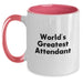 Funny Attendant Gifts from Friends for Christmas Unique Two Tone Coffee Mug, World's Greatest Attendant Quote, Ceramic Mug, 11oz - Main