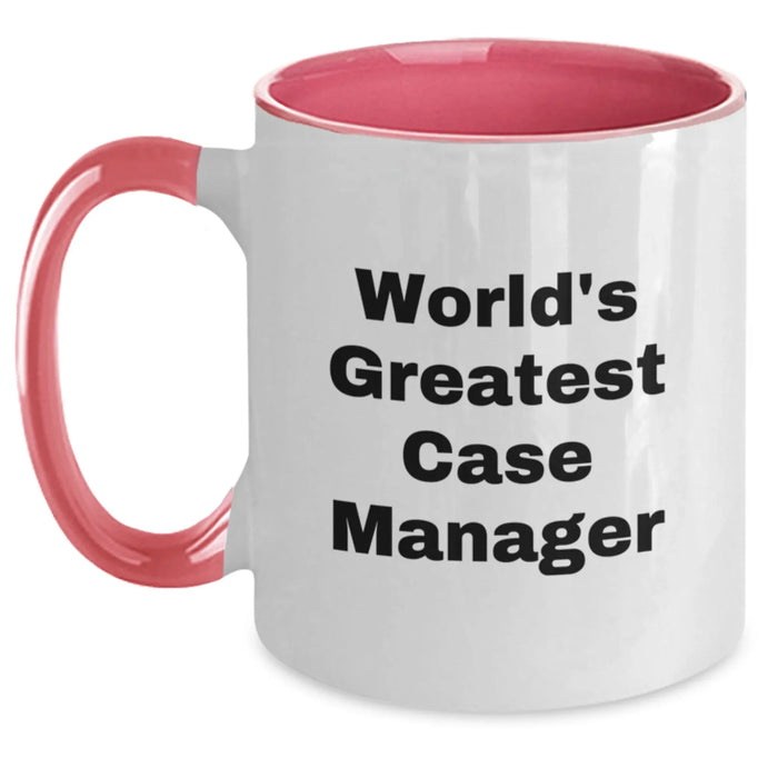 Funny Case Manager Gifts from Friends, World's Greatest Case Manager Two Tone Coffee Mug, Birthday Unique Present - Main