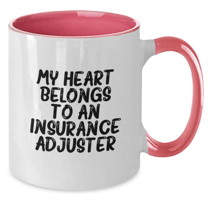 Funny Insurance Adjuster Gifts for Valentine's | Two Tone Coffee Mug - My Heart Belongs To An Insurance Adjuster Lover - Additional