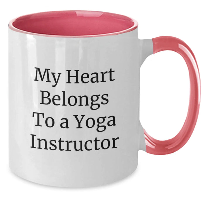 Funny Yoga Instructor Gifts from Men to Friends - My Heart Belongs To A Yoga Instructor Two Tone Coffee Mug - Additional
