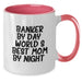 Banker by Day, World's Best Mom by Night Funny Graduation Gifts from Friends to Banker Two Tone Coffee Mugs - Additional