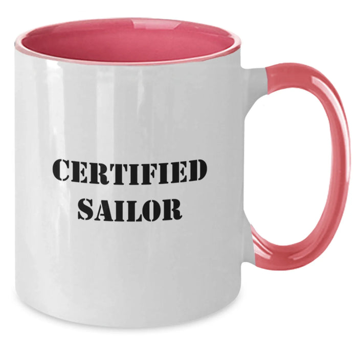 Funny Sailor Gifts for Valentine's - Two Tone Coffee Mugs from Friends to Sailor Men - Inspirational Sailor Quotes on White Ceramic Mugs - Unique Sailor Coffee Mug Gift Ideas - Additional