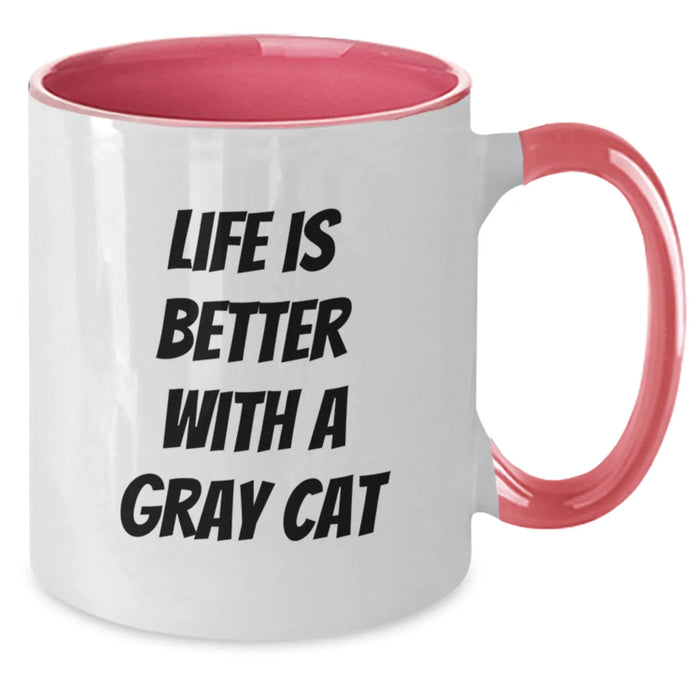 Gray Cat Two Tone Coffee Mugs Funny Quote Gifts from Friends for Birthday Unique - Additional
