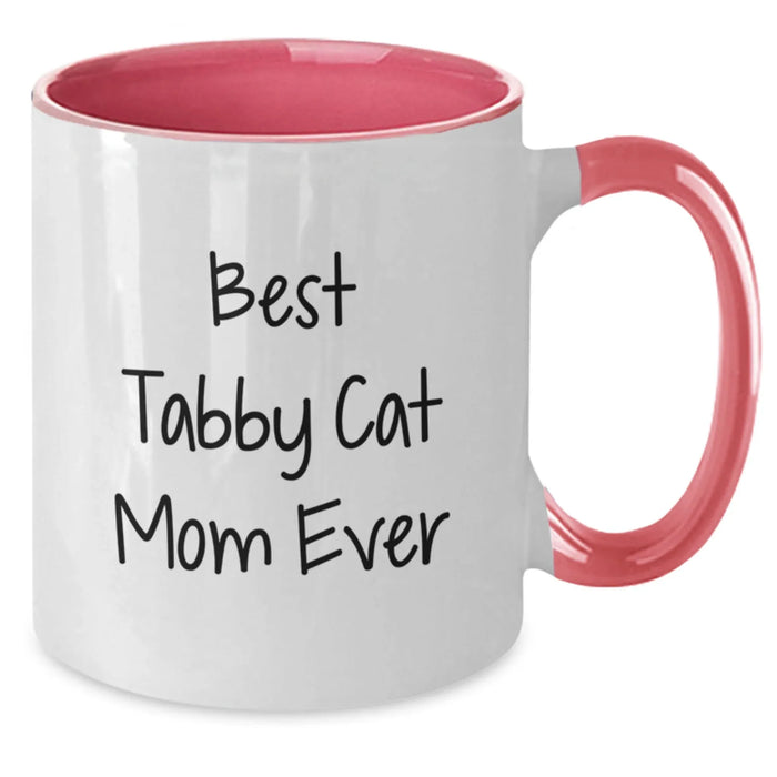 Funny Tabby Cat Mom Gifts from Friends for Tabby Cat Lover's Birthday Unique Mugs, Best Tabby Cat Mom Ever Quote, Two Tone Coffee Mug, 11oz Ceramic - Additional
