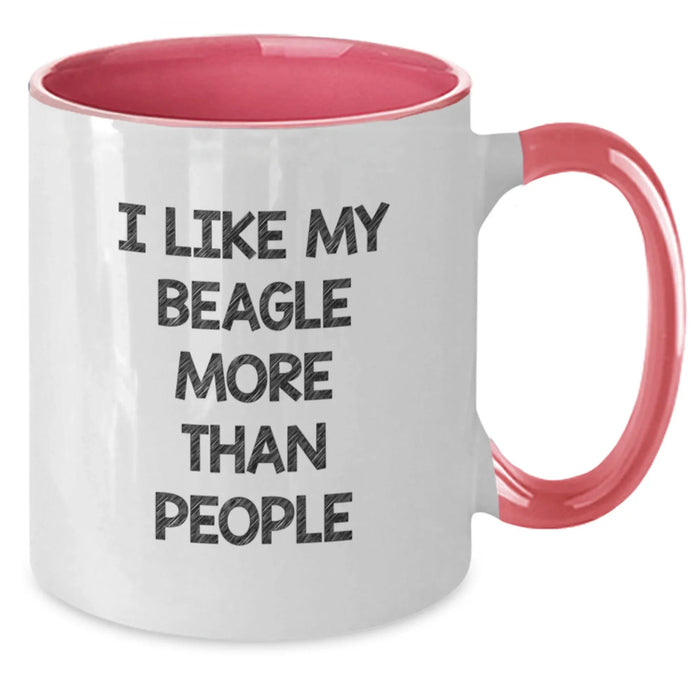 Funny Beagle Dog Lovers Gifts from Friends for Birthday - I Like My Beagle More Than People Two Tone Coffee Mug - Additional