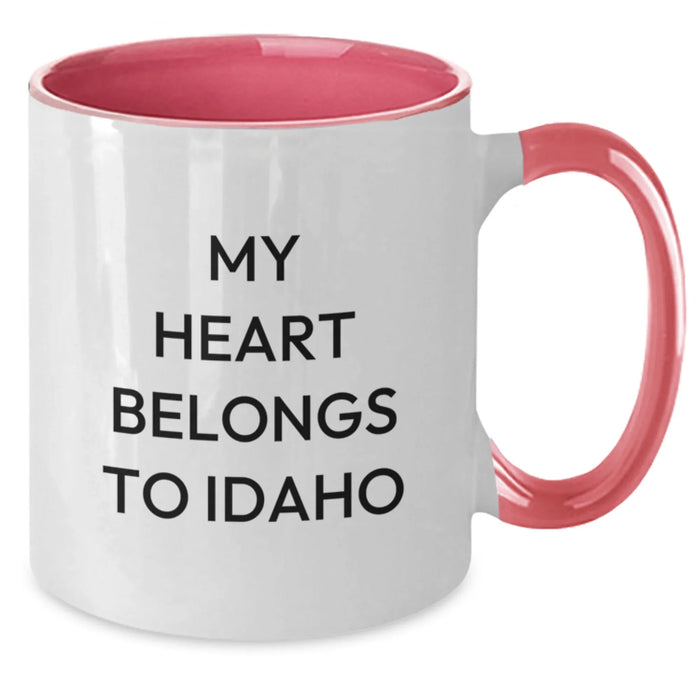 Funny Idaho Two Tone Coffee Mugs Gifts from Men to Friends and Family, My Heart Belongs To Idaho, Birthday Unique Gift Ideas - Additional