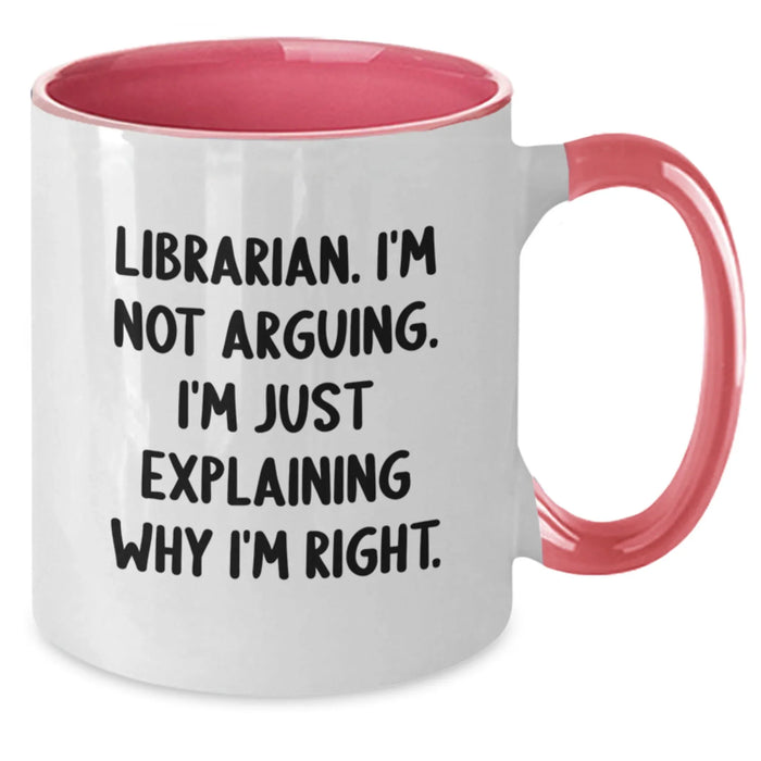 Funny Librarian Gifts from Friends, Perfect for Woman Librarian, Unique Two Tone Coffee Mug for Christmas - Additional