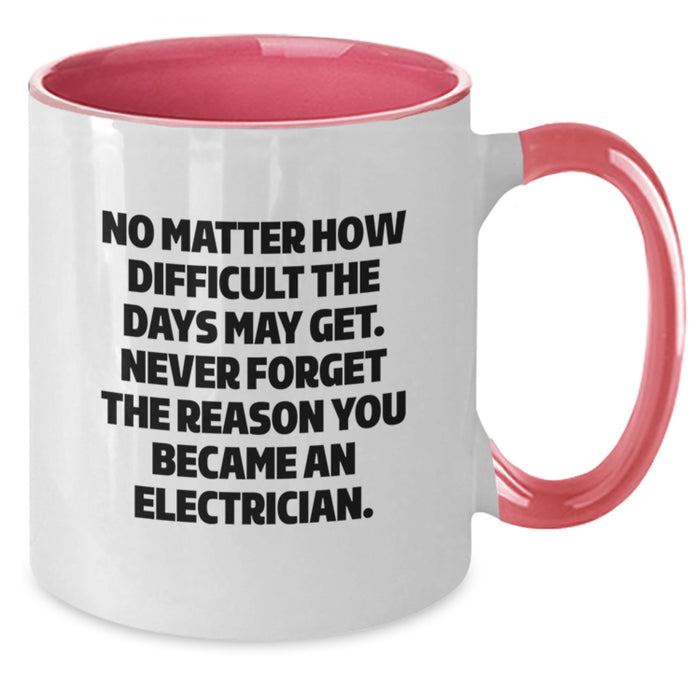 Unique Gifts from Friends and Family Electrician Funny Two Tone Coffee Mug for Christmas - Never Forget The Reason You Became An Electrician - Additional