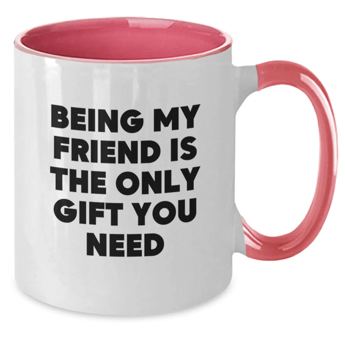 Funny Christmas Unique Gifts from Friends for Friend - Being My Friend Is The Only Gift You Need Two Tone Coffee Mug - Additional