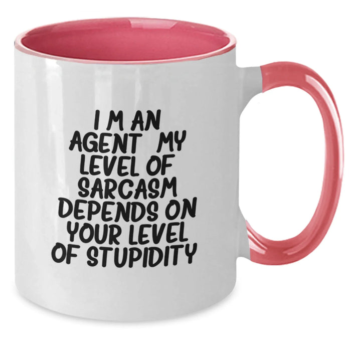 Funny Agent Coffee Mug Gifts from Men to Agent Friends and Family for Christmas - Two Tone Ceramic Mugs with Sarcastic Quote inside - Additional
