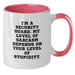 Funny Security Guard Gifts from Men for Dad - Two Tone Coffee Mug I'm A Security Guard - Level Of Sarcasm Depends On Your Level Of Stupidity - Additional