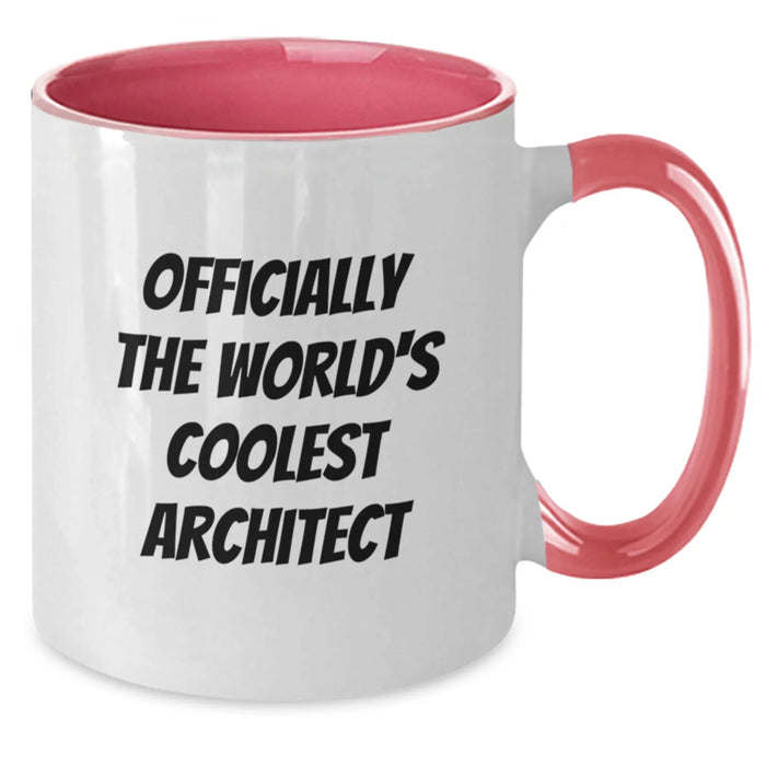 Funny Gifts from Friends for the World's Coolest Architect Two Tone Coffee Mug, Architect Birthday Unique Gift, Officially The World's Coolest Architect Coffee Mug, Architect Two Tone Mug - Additional