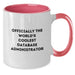 Funny Database Administrator Gifts for Men, Officially The World's Coolest Database Administrator Two Tone Coffee Mug, Black and White - Additional