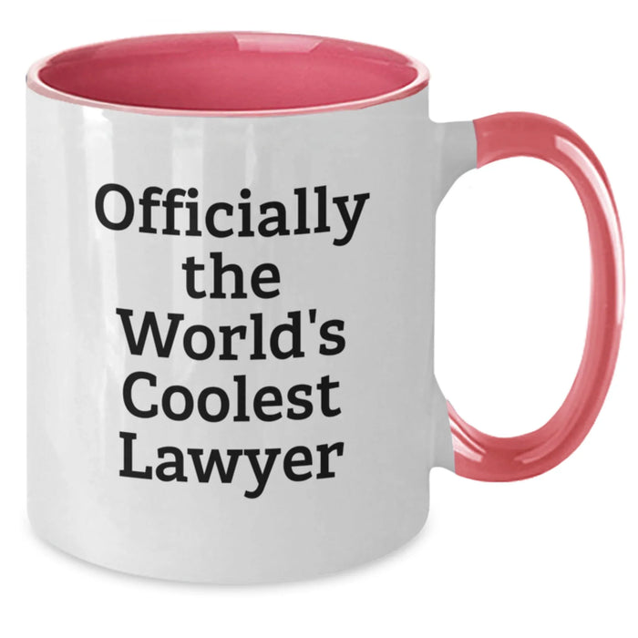 Funny Lawyer Gifts from Friends - Officially The World's Coolest Lawyer Two Tone Coffee Mug, Birthday Unique Gifts for Men or Women Lawyers - Additional