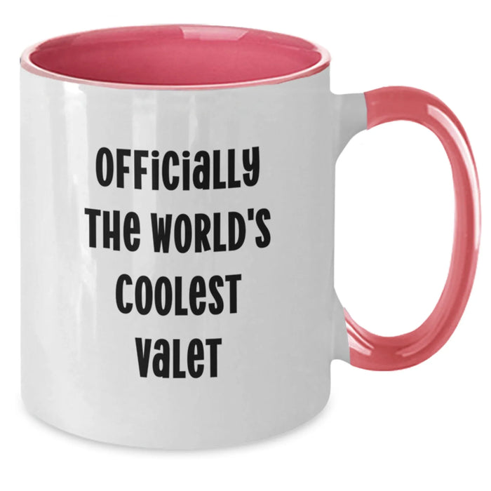 Funny Valet Gifts from Friends for Valet - Two Tone Coffee Mug - Officially The Worlds Coolest Valet - Additional