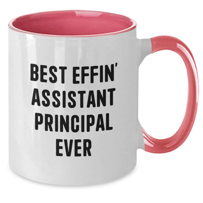 Funny Christmas Unique Gifts for Assistant Principals - Best Effin' Assistant Principal Ever Two Tone Coffee Mug, Gifts from Friends, Family, or Coworkers - Additional