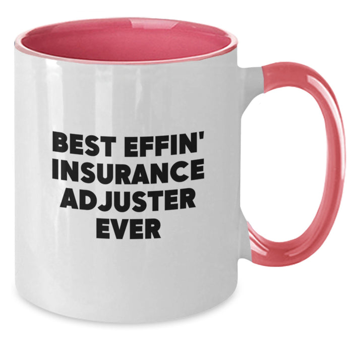 Funny Insurance Adjuster Gifts for Insurance Adjusters - Best Effin' Insurance Adjuster Ever Two Tone Coffee Mug Gifts from Family and Friends on Father's Day - Additional