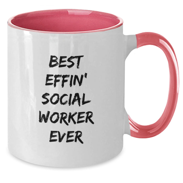 Funny Social Worker Gifts for Men, Women, or Coworkers - Best Effin' Social Worker Ever Two Tone Coffee Mug for Father's Day Unique Presents - Additional