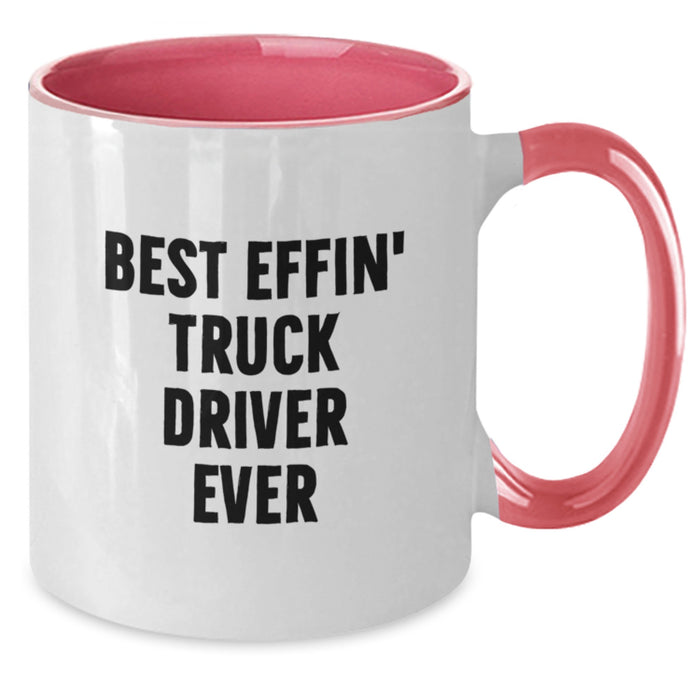 Funny Truck Driver Gifts, Best Effin' Truck Driver Ever Two Tone Coffee Mug, Unique Dad Gifts from Men to Truck Driver on Father's Day - Additional
