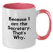 Funny Secretary Gifts, Two Tone Coffee Mug, Because I Am The Secretary. That's Why., Gifts for Secretary, Gifts from Friends - Additional