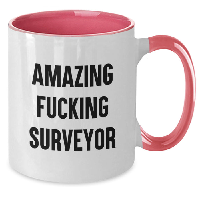 Funny Surveyor Gifts from Friends for Surveyor Men - Two Tone Coffee Mug, Amazing F--king Surveyor - Additional