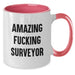 Funny Surveyor Gifts from Friends for Surveyor Men - Two Tone Coffee Mug, Amazing F--king Surveyor - Additional