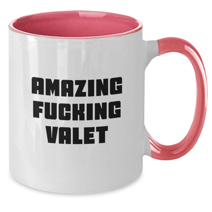 Funny Valet Love Gifts from Men to Valets on Graduation Day, Two Tone Coffee Mug with Amazing F--king Valet Quote, Ceramic Mug for Valet Friends - Additional