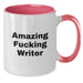 Funny Writer Gifts from Men for Writers - Graduation Unique Gifts - Amazing F--king Writer Two Tone Coffee Mug - Black and White - Additional