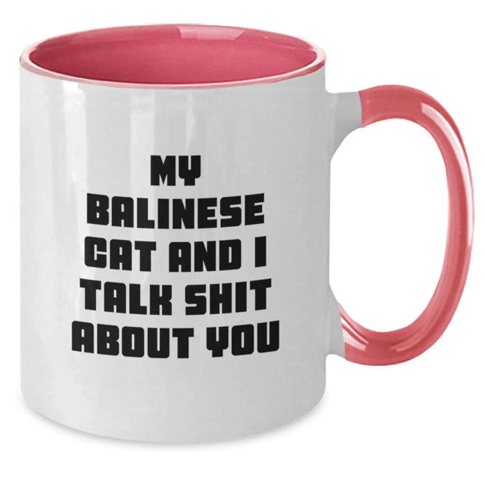 Balinese Cat Gifts, Funny Quote Coffee Mug for Graduation, Two Tone White Ceramic Mug Gifts from Friends for Balinese Cat Lovers - Additional