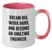 Gifts from Friends and Family for Men and Women Engineers, 'Dream Big Work Hard and Become an Amazing Engineer' Two Tone Coffee Mug, Birthday Unique Gifts - Additional