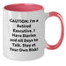 Funny Executive Gifts from Coworkers, Two Tone Coffee Mug for Graduation Unique Gifts, Caution: I'm A Retired Executive - Additional