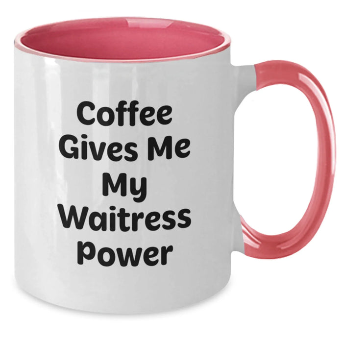 Funny Waitress Gifts from Friends - Coffee Gives Me My Waitress Power Quote Two Tone Christmas Mugs for Women - Additional
