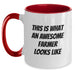 Funny Gifts for Farmer Friends Two Tone Coffee Mugs - 'This Is What An Awesome Farmer Looks Like' Inspirational Farming Quote Mug, Gifts from Family to Men and Women - Main