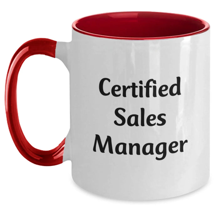 Funny Sales Manager Gifts for Men, Two Tone Coffee Mug with Certified Sales Manager Quote, Christmas Unique Gifts from Friends - Main