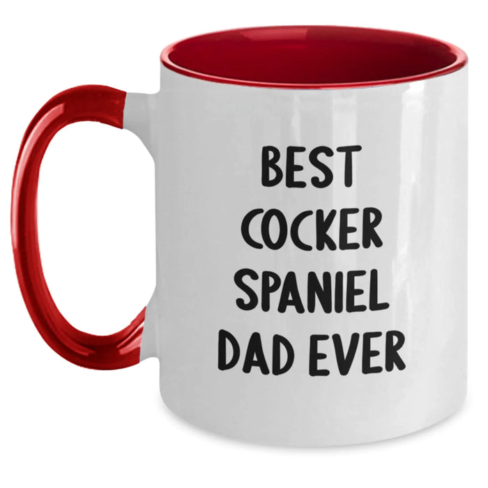 Funny Cocker Spaniel Dog Gifts for Men, Best Cocker Spaniel Dad Ever Two Tone Coffee Mug, Birthday Unique Gift for Friends, Family, or Coworkers - Main