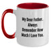 Funny Father Birthday Unique Gifts from Friends - Two Tone Coffee Mug with 'My Dear Father...' Quote - Main