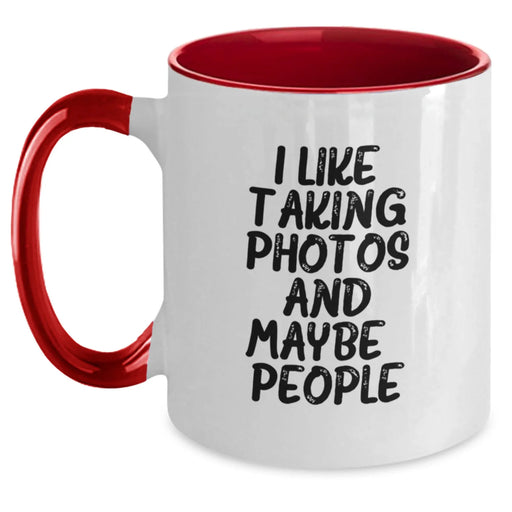 Funny Taking Photos Two Tone Coffee Mug Gifts for Friends on Christmas - Black and White - Main