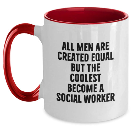 Funny Social Worker Gifts from Men, Women, or Friends for Social Workers, Two Tone Coffee Mugs with Coolest Become A Social Worker Quote, Christmas Unique Gifts - Main