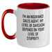Funny Insurance Sales Agent Gifts for Men from Friends, Custom Two Tone Coffee Mug with Sassy Quote - Main