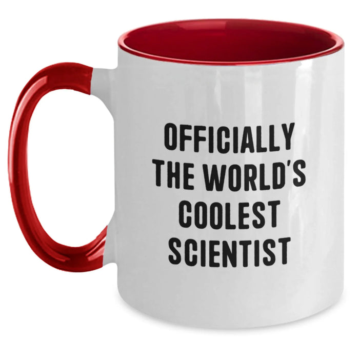 Funny Scientist Gifts from Friends for Birthday Unique Two Tone Coffee Mugs with Officially The Worlds Coolest Scientist Quote - Main