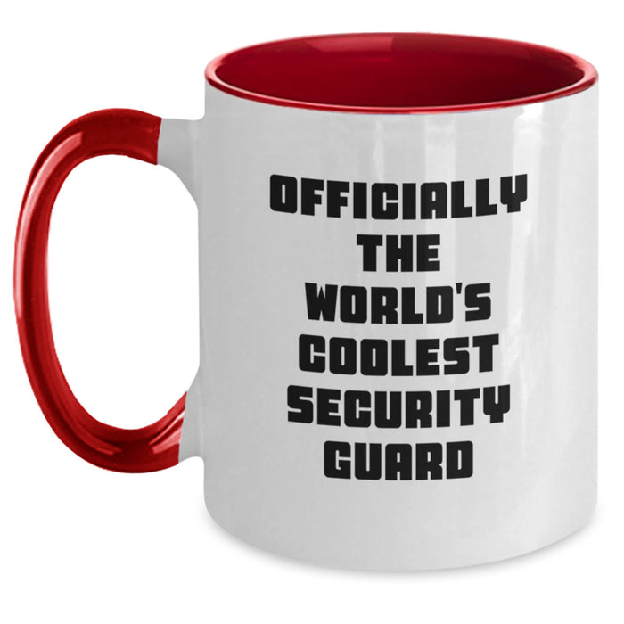 Funny Security Guard Gifts from Men to Security Guard, 'Officially The World's Coolest Security Guard' Two Tone Coffee Mug for Security Guard, Unique Father's Day Unique Gifts for Men - Main