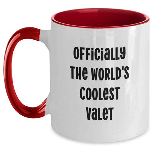Funny Valet Gifts from Friends for Valet - Two Tone Coffee Mug - Officially The Worlds Coolest Valet - Main