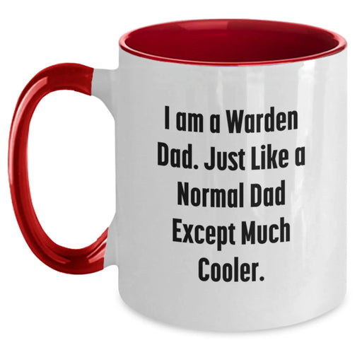 Funny Warden Dad Gifts from Men to Warden on Christmas Unique Gifts with I Am A Warden Dad Two Tone Coffee Mug - Four Color Combinations - Main