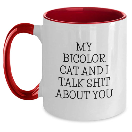 Funny Bicolor Cat Two Tone Coffee Mug Gifts from Friends for Bicolor Cat Lovers Birthday Unique Gifts - Main