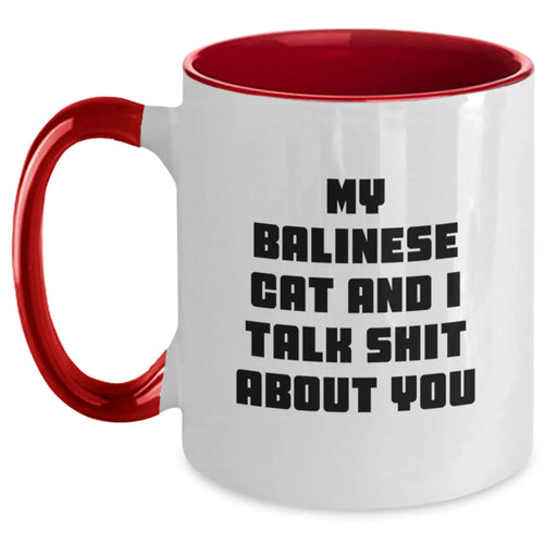 Balinese Cat Gifts, Funny Quote Coffee Mug for Graduation, Two Tone White Ceramic Mug Gifts from Friends for Balinese Cat Lovers - Main