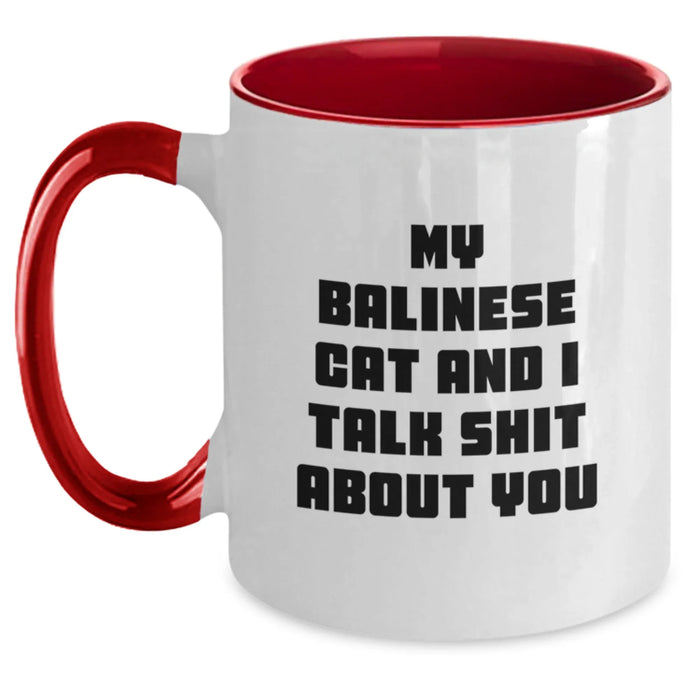 Balinese Cat Gifts, Funny Quote Coffee Mug for Graduation, Two Tone White Ceramic Mug Gifts from Friends for Balinese Cat Lovers - Main