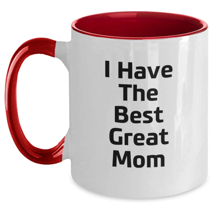 Funny Mom Gifts from Dad, Unique Two Tone Coffee Mugs with 'I Have The Best Great Mom', Birthday Presents for Mom - Main