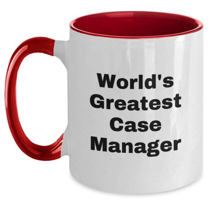 Funny Case Manager Gifts from Friends, World's Greatest Case Manager Two Tone Coffee Mug, Birthday Unique Present - Main