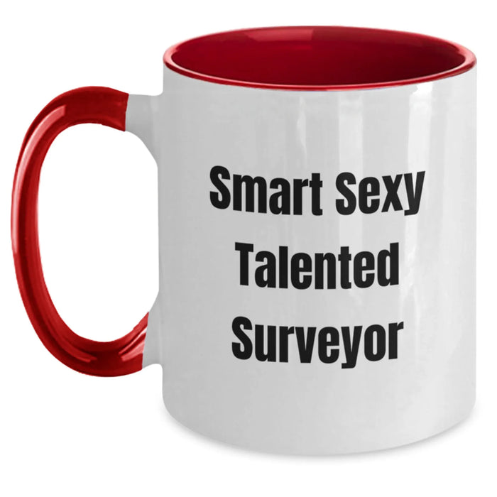 Funny Surveyor Gifts from Friends - Smart Sexy Talented Surveyor Two Tone Coffee Mug for Surveyor Lovers on Christmas Unique - Main