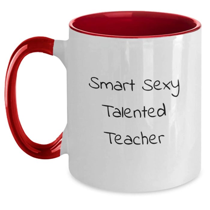 Funny Teacher Gifts from Men, Christmas Unique Teacher Mugs for Women, Two Tone Coffee Mug with Smart Sexy Talented Teacher Quote - Main